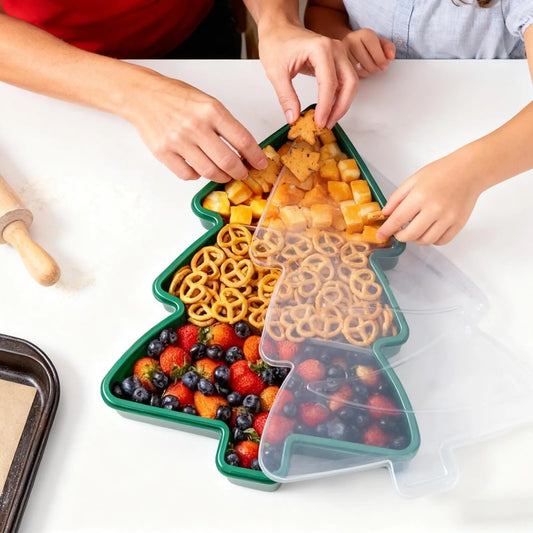 Christmas Snack Serving Tray with Lid | Holiday Party Box Holiday Serving Tray Peaceful Pleasures Health and Wellness