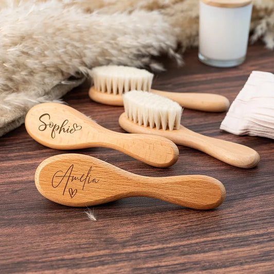 Custom Engraved Wooden Baby Hairbrush | Personalized Keepsake Personalized Baby Brush Peaceful Pleasures Health and Wellness