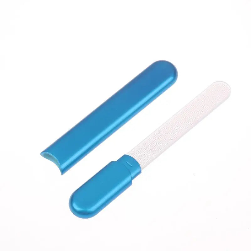 Glass Nail File With Case, Crystal Diamond Salon Best Beauty Nail Buffer For Natural And Acrylic Nail Peaceful Pleasures Health and Wellness Blue