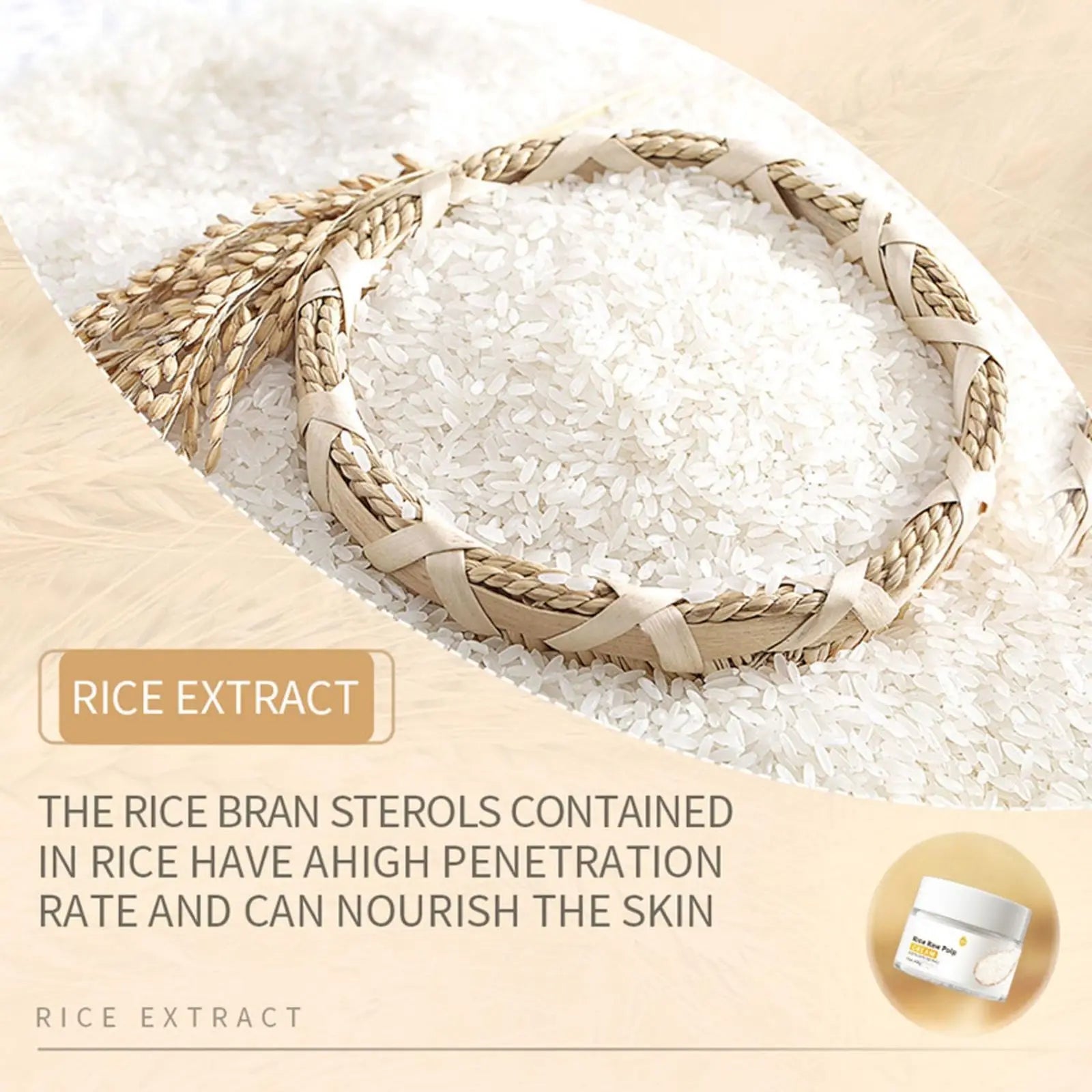 Rice Cream for Face, Rice Raw Pulp Face Cream, Rice Cream Moisturizer for Moisturizing Skin, Shrink Pores, Rice Extract Anti Agi Peaceful Pleasures Health and Wellness