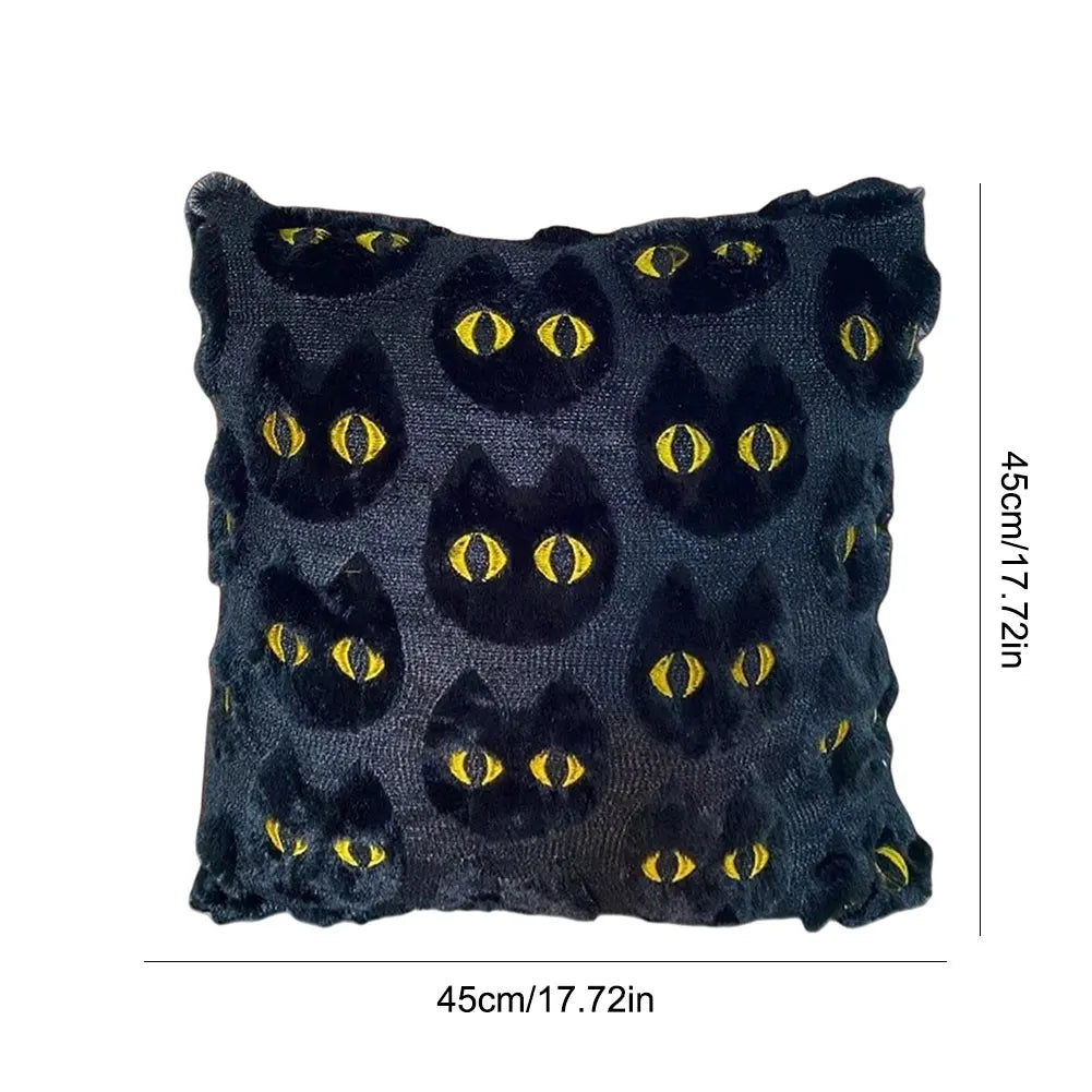 Halloween Plush Faux Fur Pillowcase Washable Soft Pillow Case Comfortable Ghost&Pumpkin Pillow Cover for Festive Home Accent Peaceful Pleasures Health and Wellness E