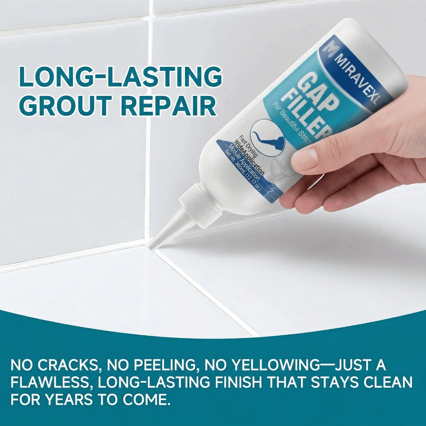 MIRAVEXL White Tile Grout Repair Kit Waterproof Shower Grout Filler Fast Drying Restore Tile Joints Bathroom Kitchen Tools Peaceful Pleasures Health and Wellness