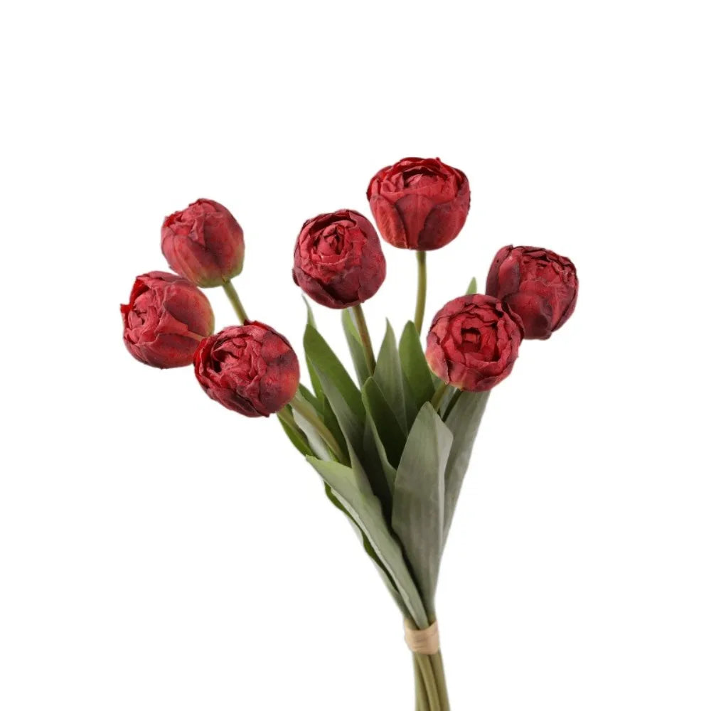 7-Head Artificial Silk Tulip Branches | Realistic Faux Flowers