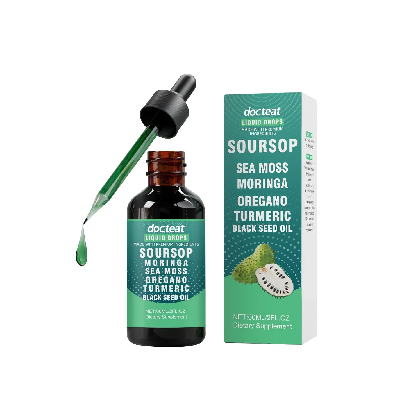 Soursop Sea Moss Moringa Turmeric Black Seed Oil Drops 60ml