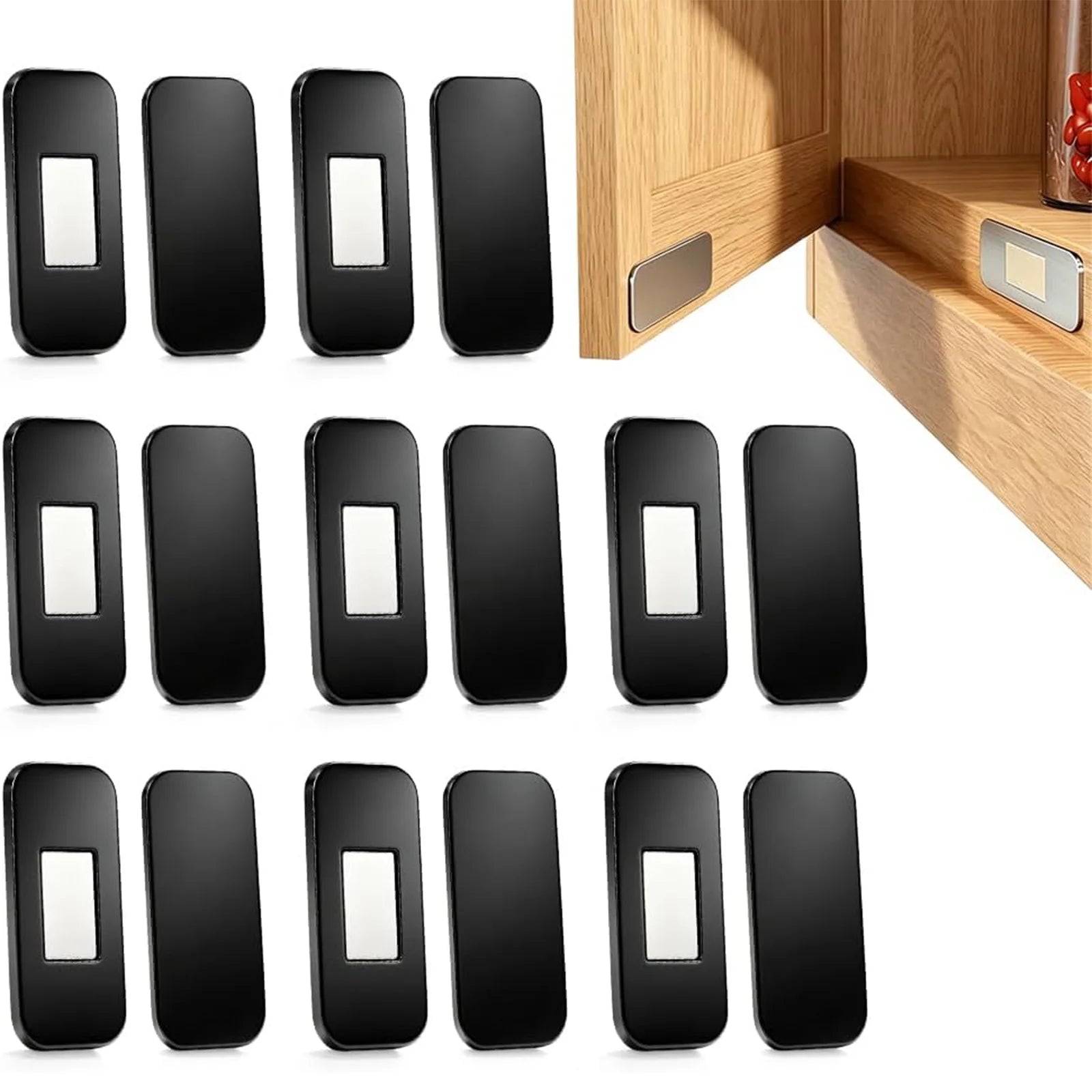 8Pcs Quiet Closure Latches No Drill Adhesive Stainless Steel Drawer Magnets Multi-Purpose for Kitchen/Bathroom/Closet/RV Doors Peaceful Pleasures Health and Wellness