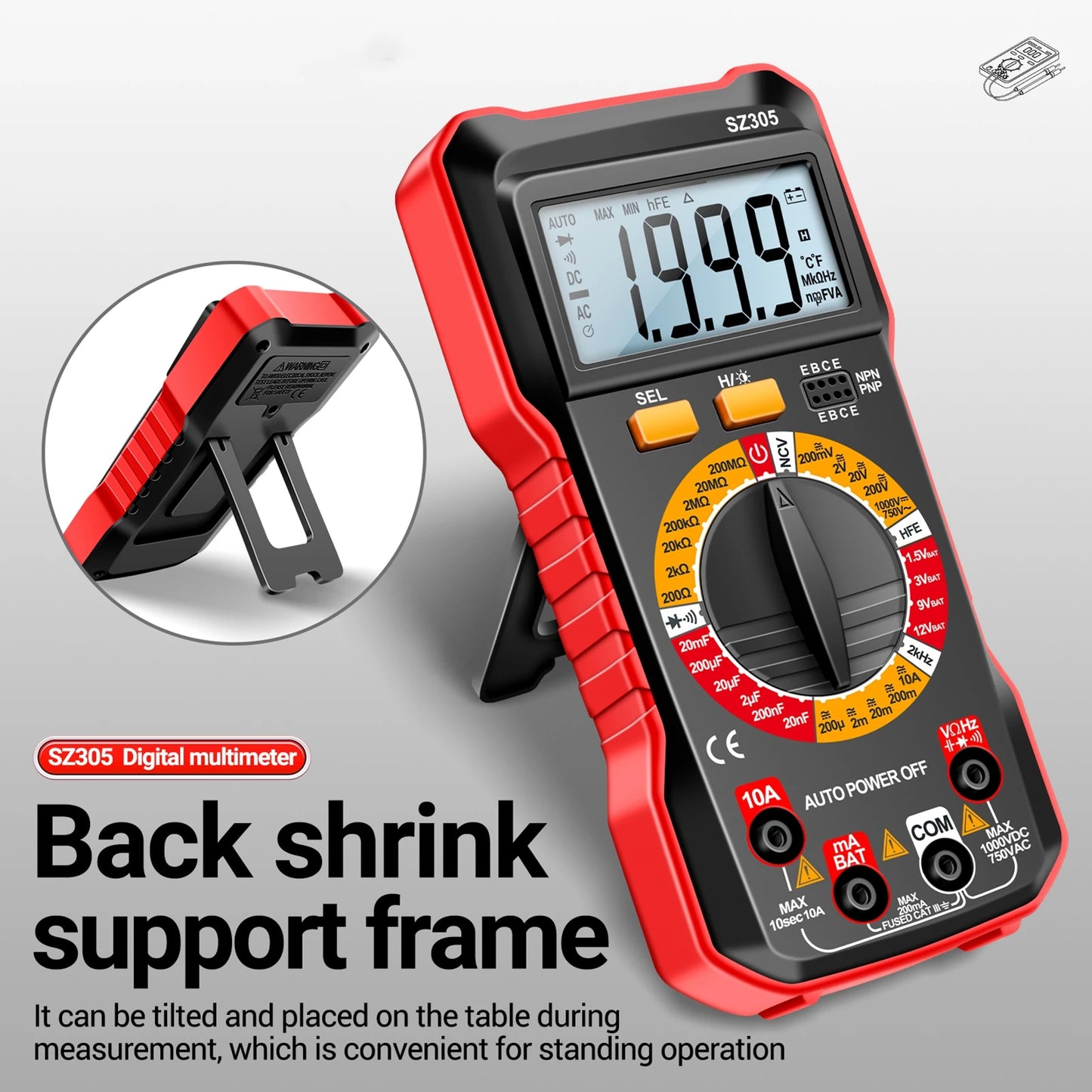 ANENG SZ305 Multimeter Capacitor Testers Professional 1999 Counts Smart Voltmeter Ohm Meter Fast Accurately Measures Voltage Peaceful Pleasures Health and Wellness