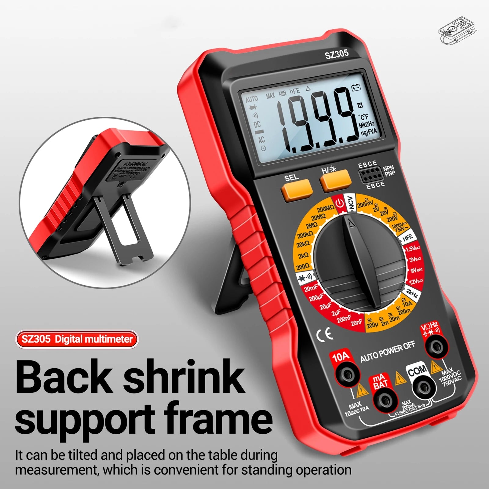 ANENG SZ305 Multimeter Capacitor Testers Professional 1999 Counts Smart Voltmeter Ohm Meter Fast Accurately Measures Voltage Peaceful Pleasures Health and Wellness