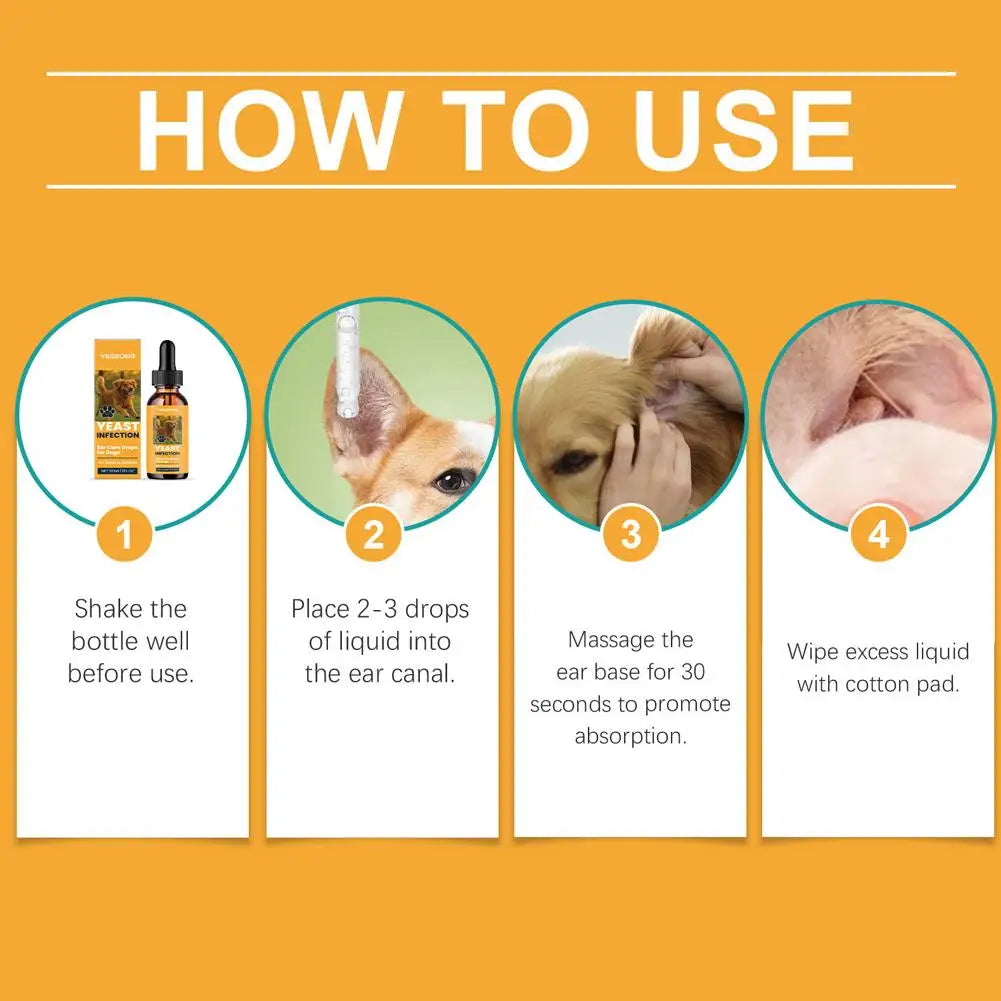 Pet Ear Care Drops Dogs & Cats | 60ml Daily Ear Cleaner