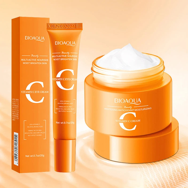 BIOAQUA Vitamin C Face & Eye Cream Set – Anti-Wrinkle Moisturizer