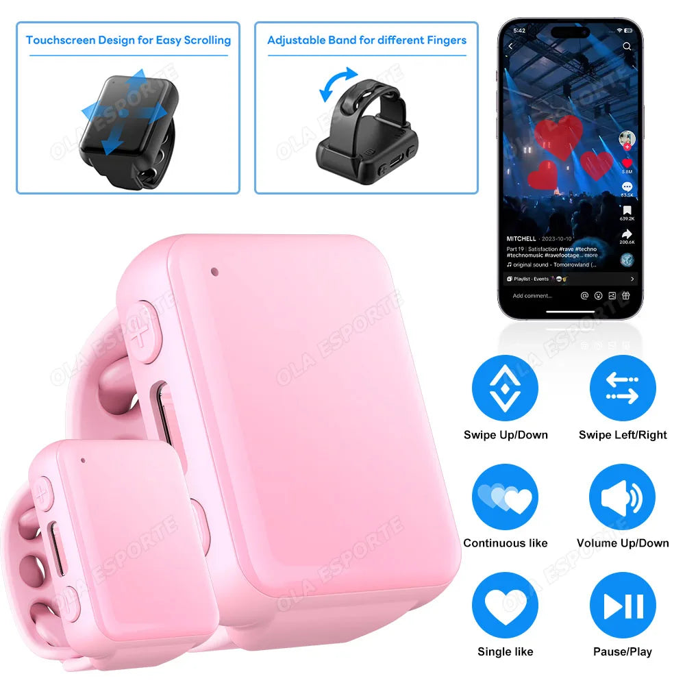 Bluetooth Fingertip Ring Remote – Scroll, Selfie & Page Turner