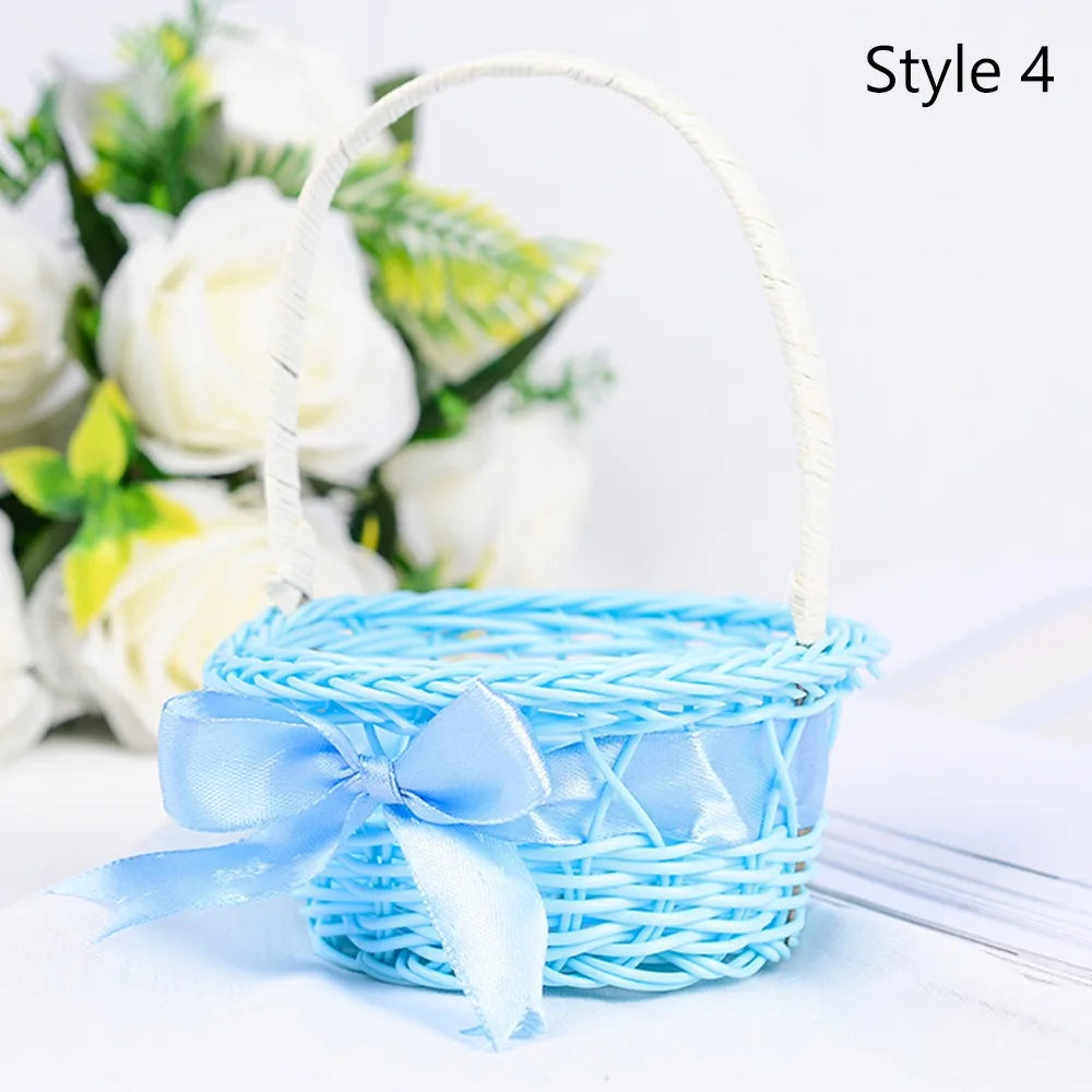 Hand-Woven Rattan Wicker Basket – 8 Colors Handheld Storage