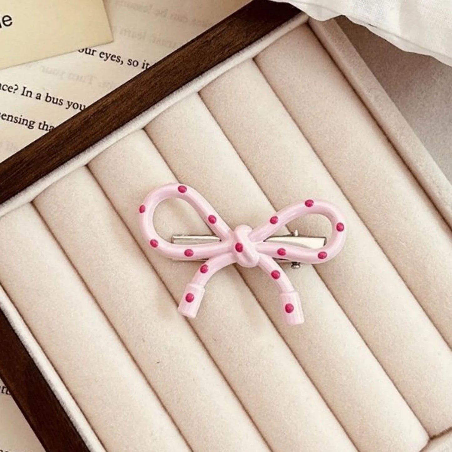 Children's Pink Bow Polka Dot Duckbill Clip Korean Style Bangs Clip Forehead Side Clip Headband Accessory Hair Clip Broken Hair Peaceful Pleasures Health and Wellness 2pc pink