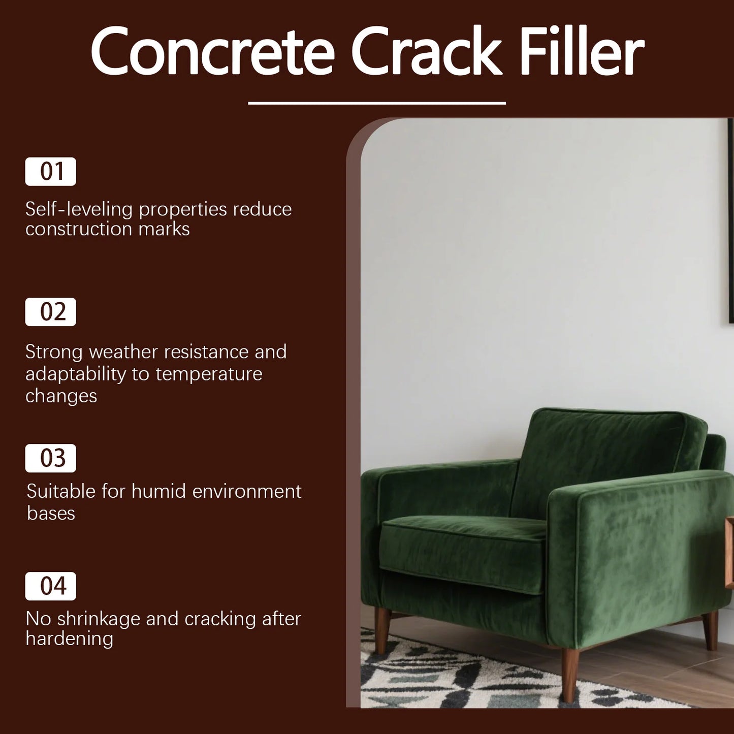 Self-Leveling Concrete Crack Filler Sealant | Quick Dry