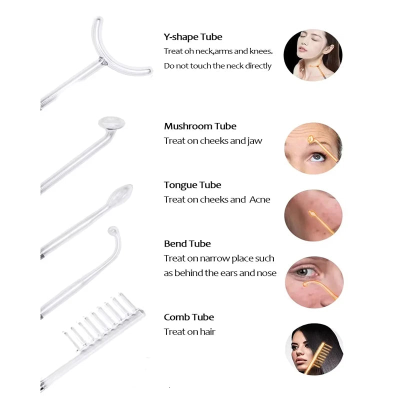 Hot Selling 30W High Frequency Facial Treatment Machine Unleashing the Power of 7-Tube Enhanced Derma Wand Electrotherapy Peaceful Pleasures Health and Wellness