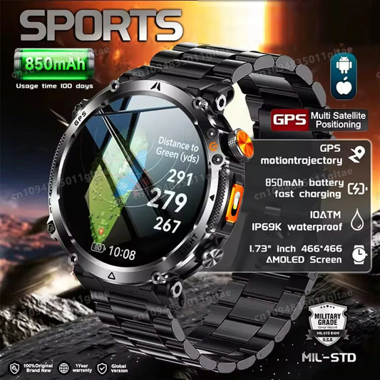 2026 Military Outdoor Smart Watch Men Dual-Frequency High-Precision Positioning Compass Sports IP68 Waterproof GPS Smartwatch Peaceful Pleasures Health and Wellness