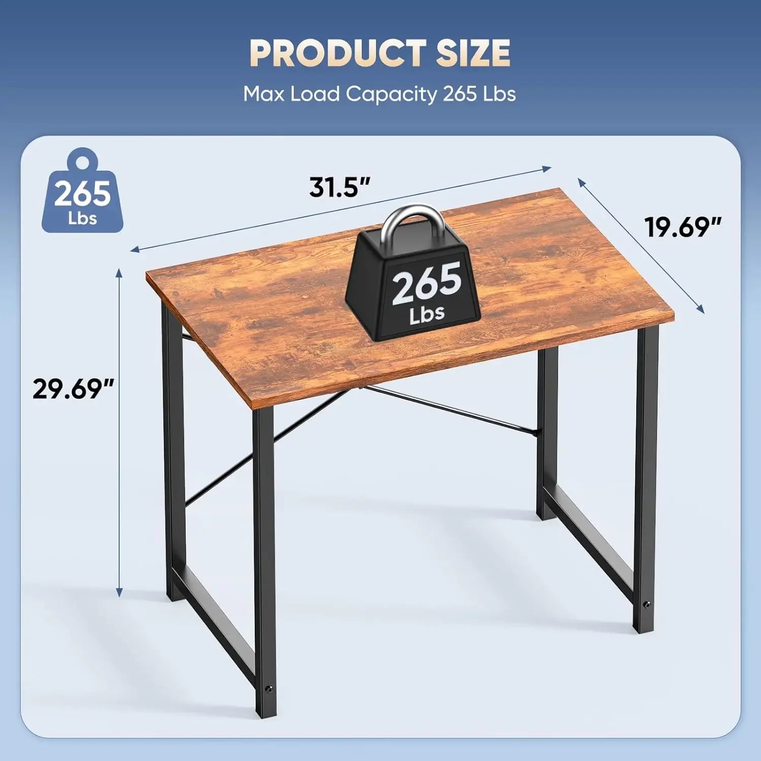 32-inch Modern Computer Desk with X-Brace Support, Waterproof MDF Top, 265lb Capacity for Home Office Study Peaceful Pleasures Health and Wellness