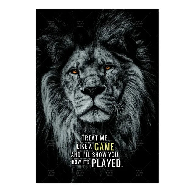 Nordic Lion Tiger Motivational Canvas Wall Art Poster Print Canvas Wall Art Peaceful Pleasures Health and Wellness