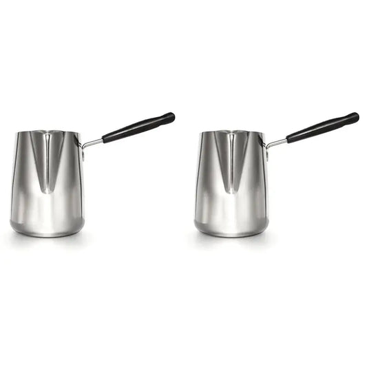 A36T-2X 1000Ml Butter Warmer Stainless Steel Milk Warmer Pot With Handle Butter Pan Turkish Coffee Pot Chocolate Melting Pot Peaceful Pleasures Health and Wellness Silver