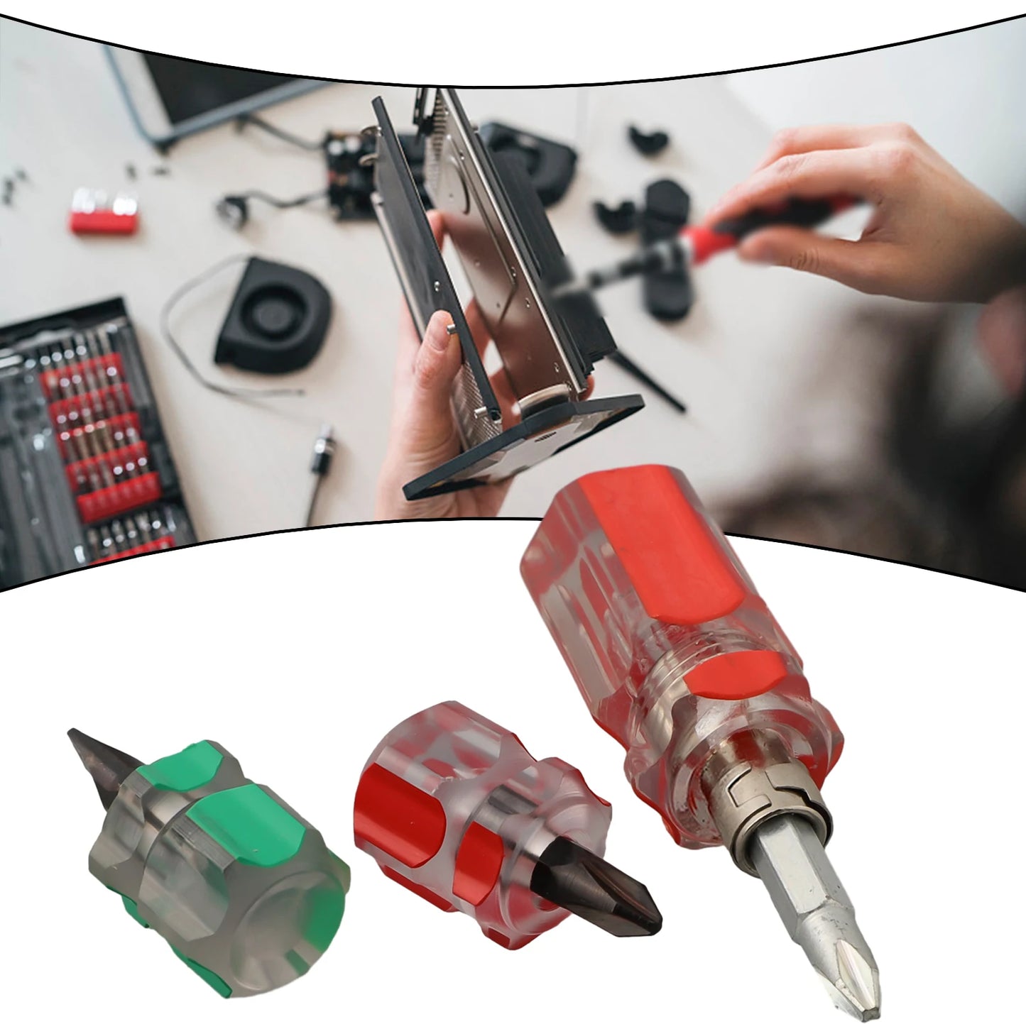 Mini Slotted Screwdriver Portable Short Flat Head Cross-head 2-in-1