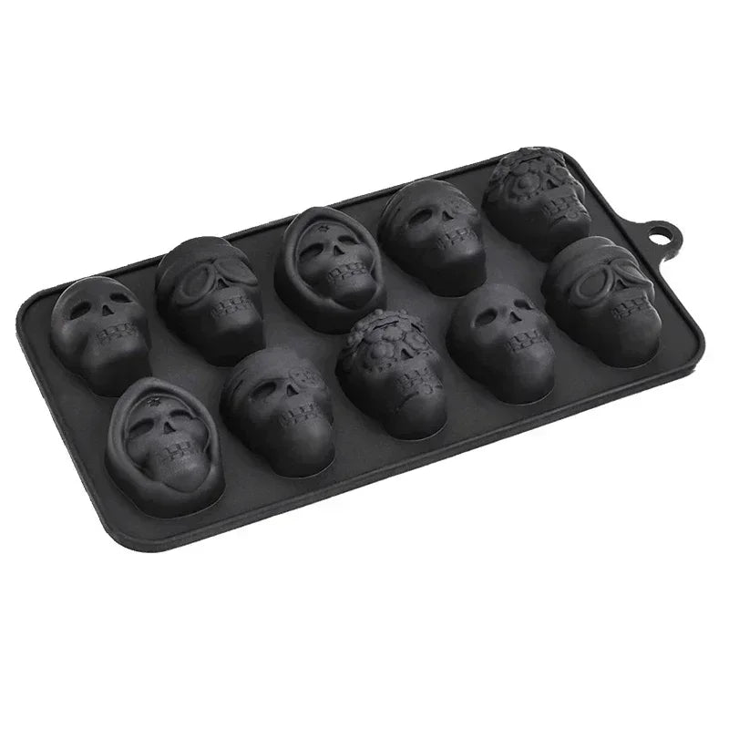 10-Grid Skull Ice Cube Mold | Silicone Halloween Ice Maker