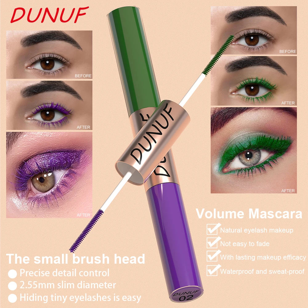 Dual-Ended Color Mascara Long-Lasting Waterproof Volumizing Lengthening Curling Eyelash Makeup for Women Peaceful Pleasures Health and Wellness