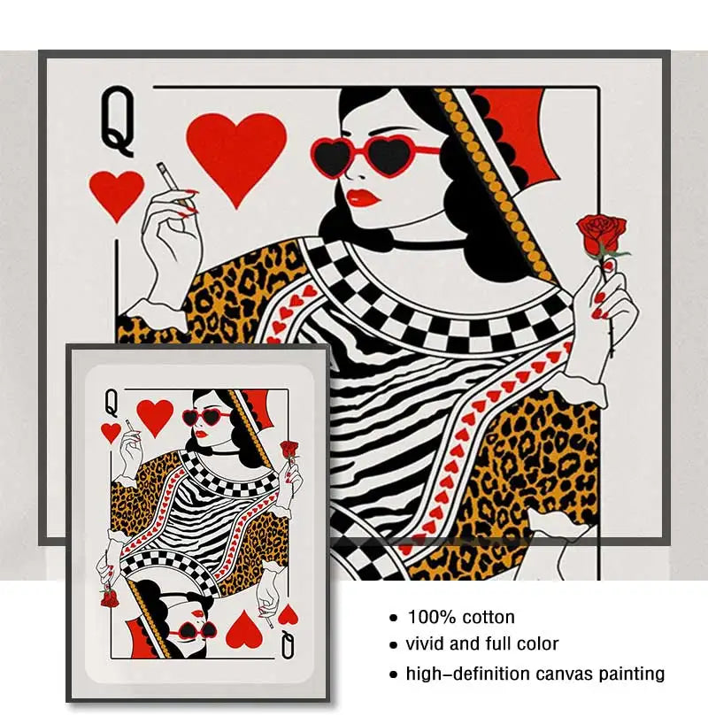 Queen of Hearts Leopard Canvas Wall Art | Dorm Room Decor