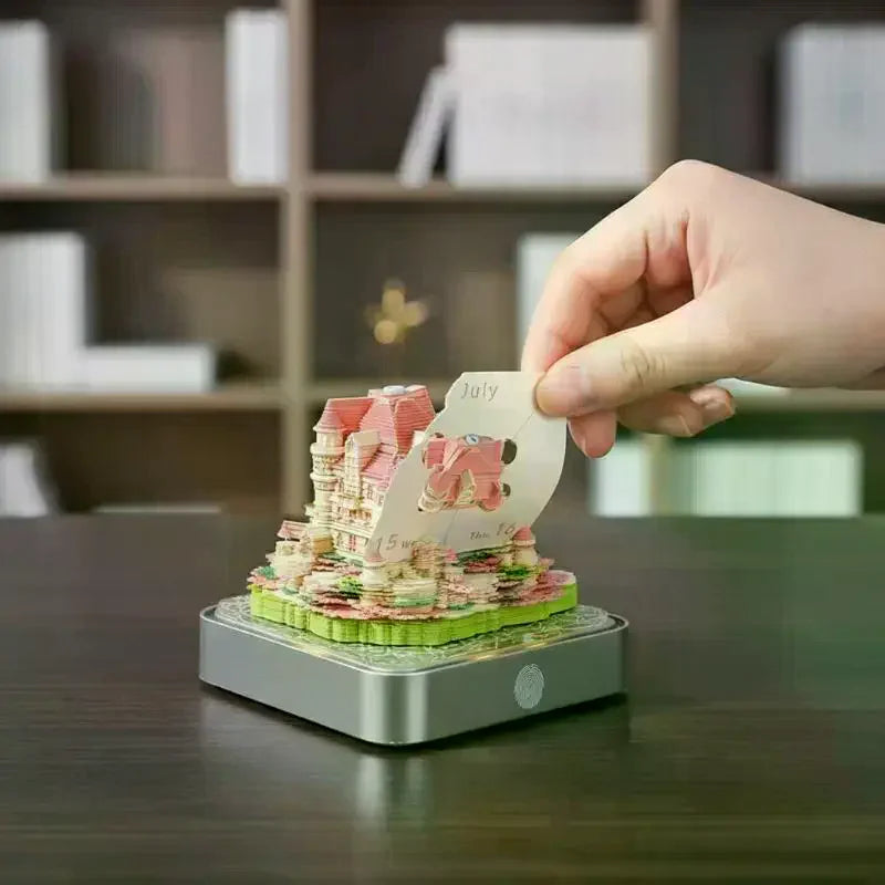 2027 Desk Calendar LED Light 3D Tear-Away Paper Carving Art Gift