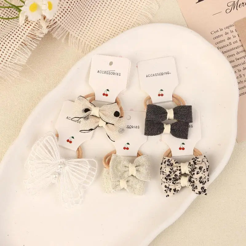 10-Pack Lace Butterfly Bow Hair Ties for Girls | Cute Set