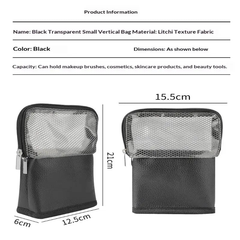 Foldable Net Zipper Makeup Brush Bag | Stand-Up Cosmetic Organizer