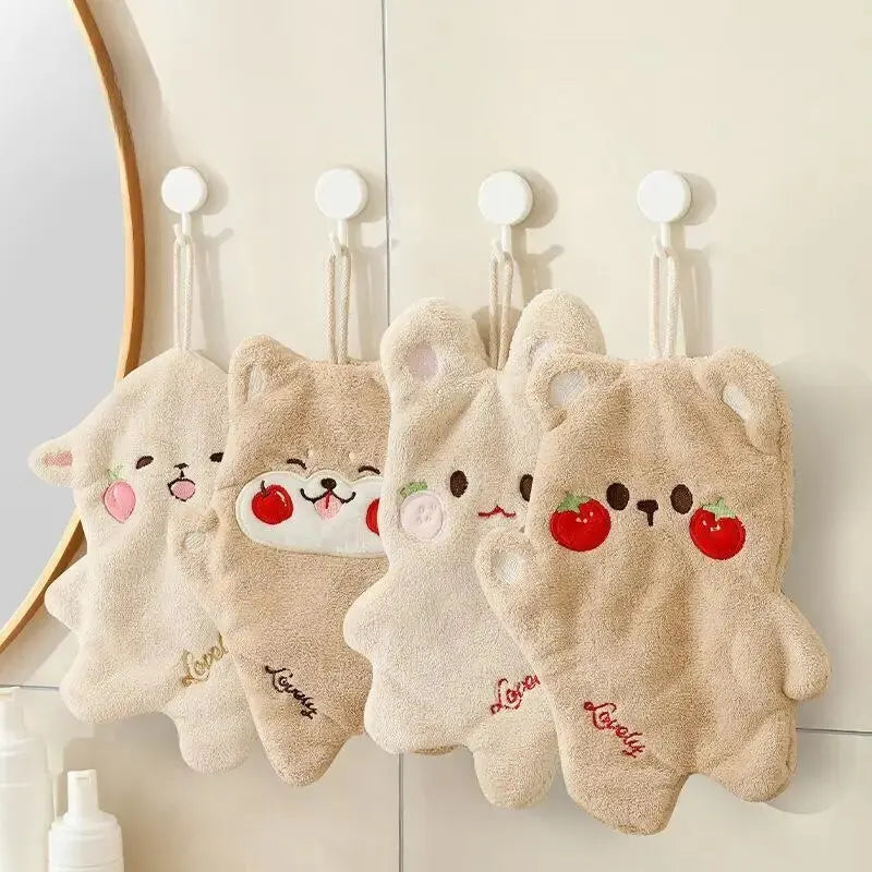 Cute Cartoon Coral Velvet Double Layer Hand Towel – Absorbent