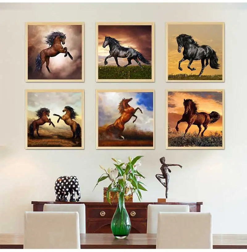 Nordic Horse Canvas Wall Art | Modern Unframed Poster Print