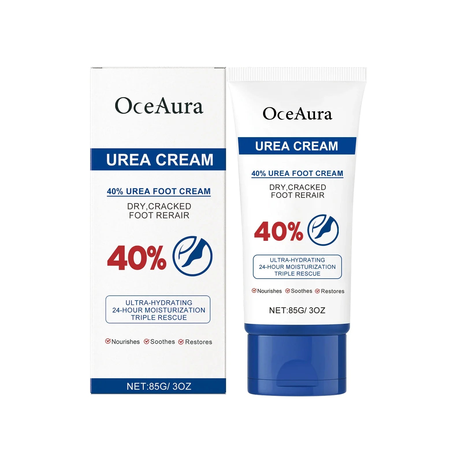 OceAura 40% Urea Foot Cream – Dry Cracked Heel Repair 85g Urea Foot Cream Oasis Select 85g boxed