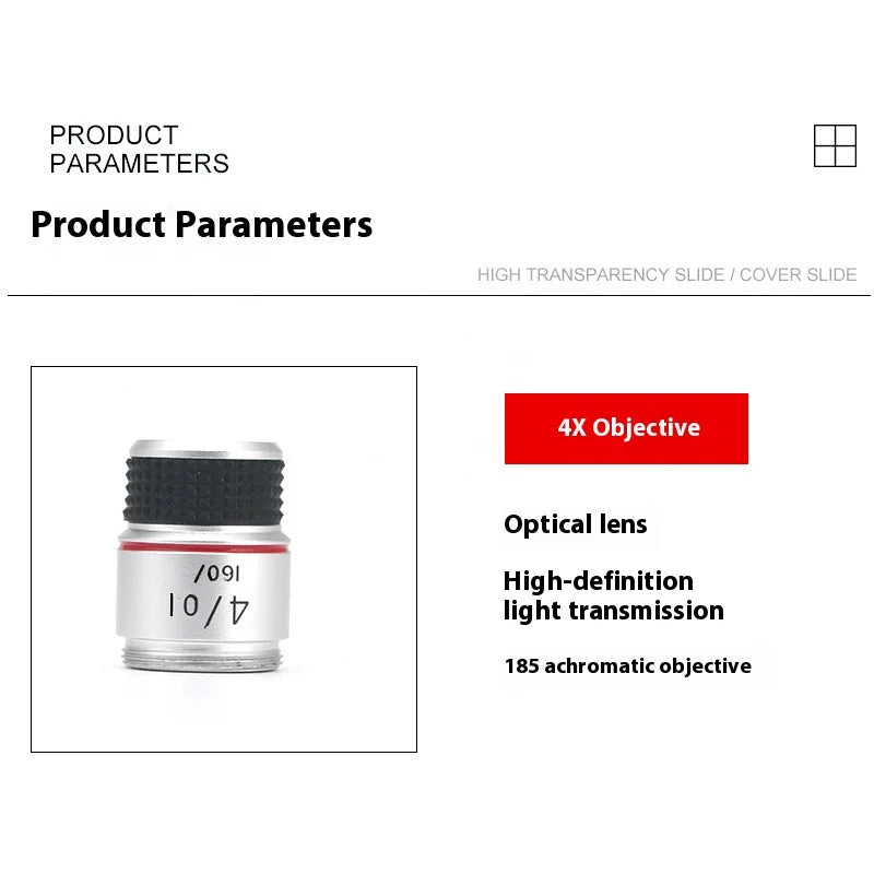 Microscope Optical Lens Universal Metal Accessory 185 Achromatic Objective Lens 4X10X40X100X Magnification Objective Lens Oil Peaceful Pleasures Health and Wellness 4X