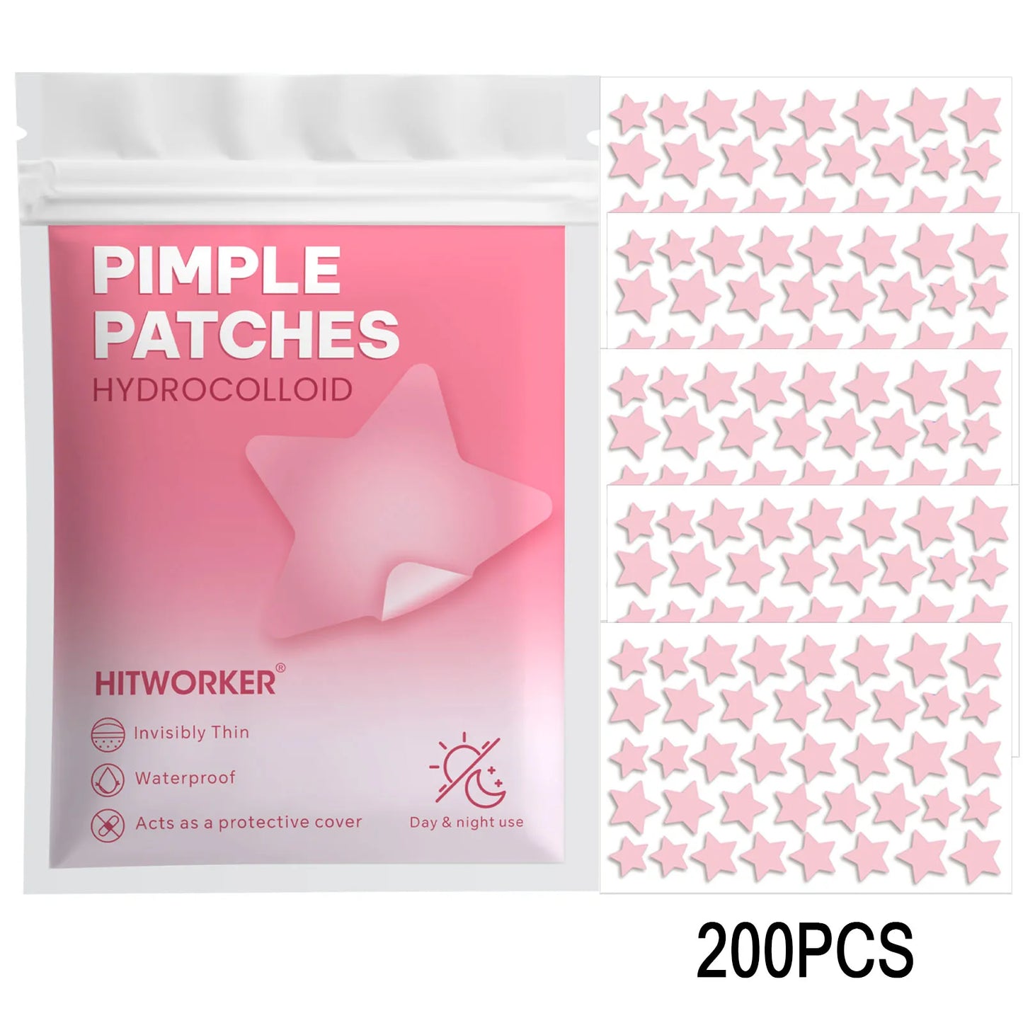 Pink Star Hydrocolloid Acne Patches 120/200/800 Pcs | Blemish