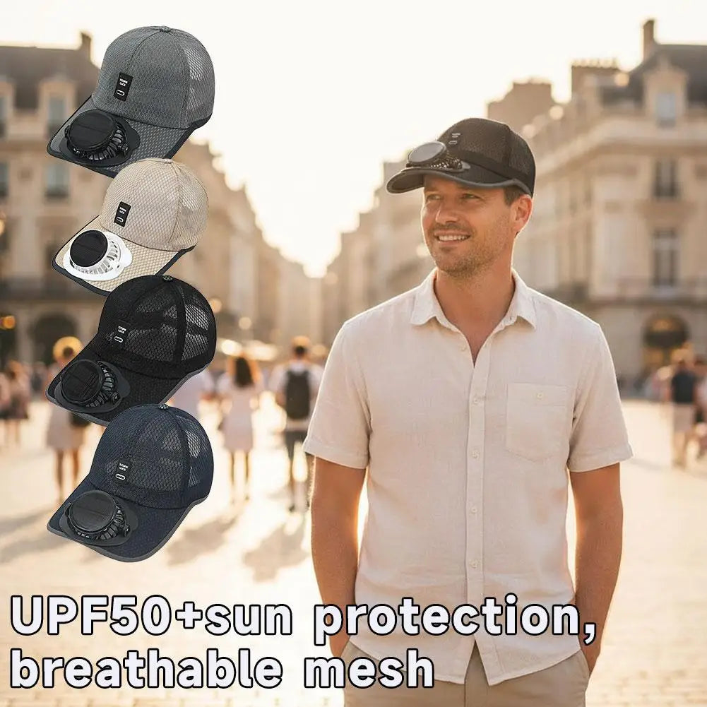 Solar Fan Baseball Cap – USB Rechargeable Mesh Sun Hat