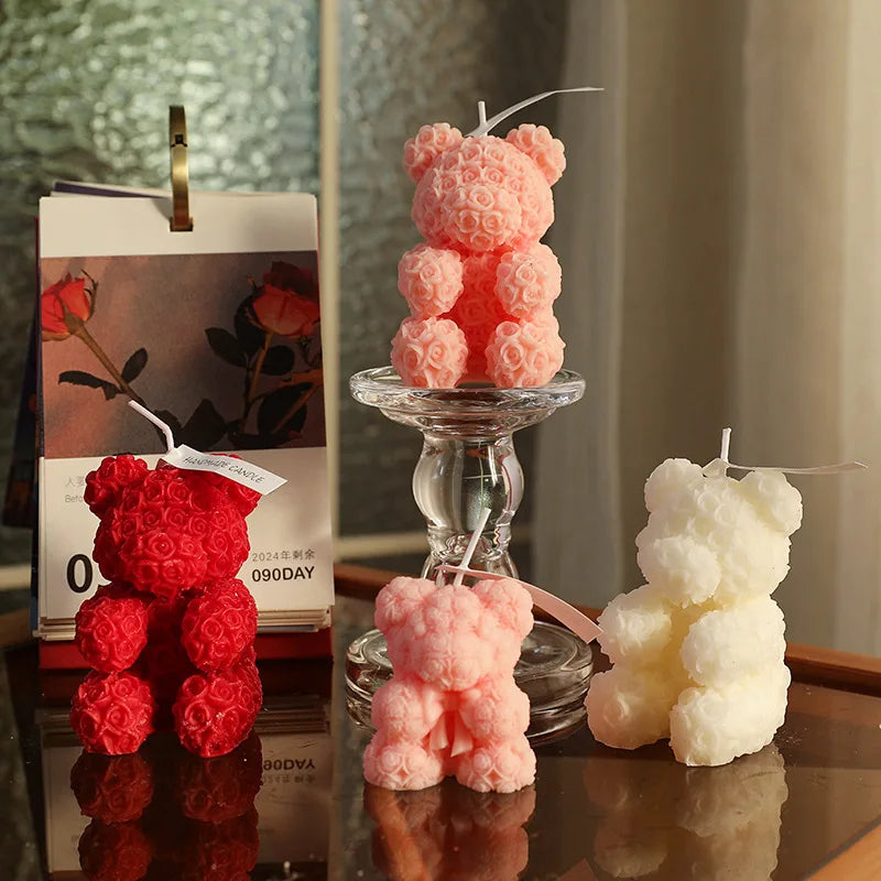 Rose Bear Home Fragrance Premium Atmosphere Birthday Gift Aromatherapy Candles Peaceful Pleasures Health and Wellness