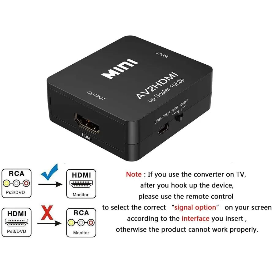 1080P RCA AV to HDMI Converter – CVBS Adapter for TV/DVD Peaceful Pleasures Health and Wellness
