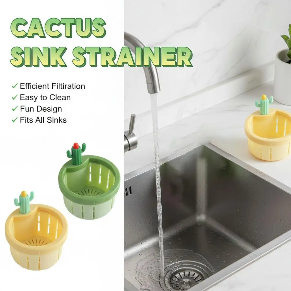 1／２pcs Cactus Sink Drain Strainer Press Automatic Dumping Basket Multi-functional Use Filter Net for Tub Kitchen Waste Collector Peaceful Pleasures Health and Wellness