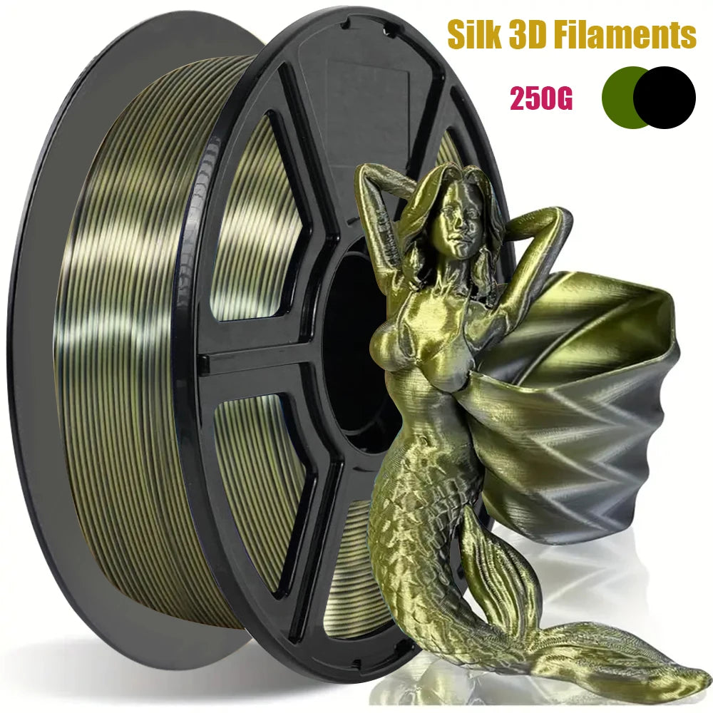 Two-Color Silk PLA Filament 1.75mm Bronze Black 250g Spool