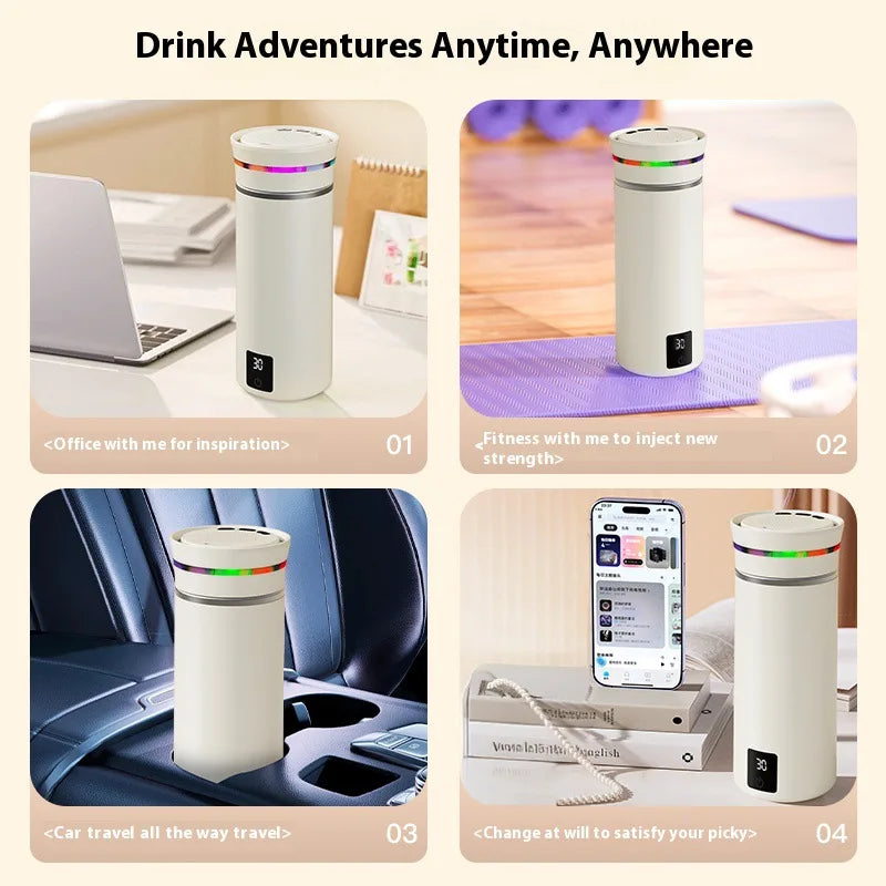 Smart Self-Stirring Mug – Bluetooth Speaker & Temp Display