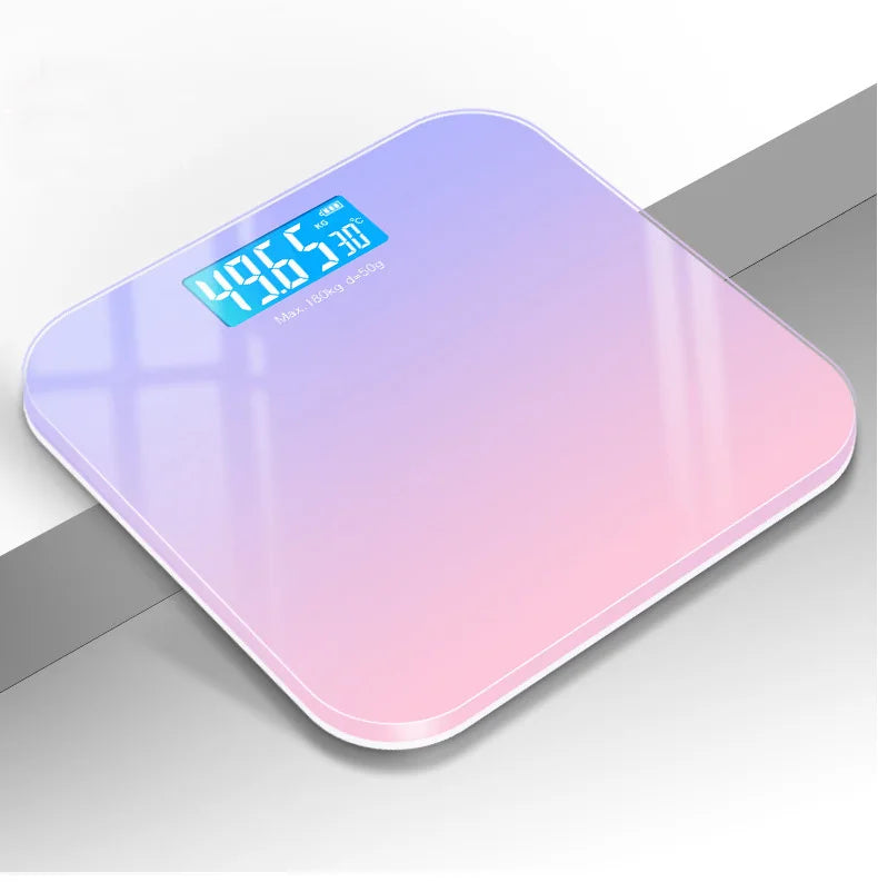 Digital Bathroom Scale 7 Styles Intelligent LCD Display High-Strength Weighing Scales with Temperature Feature Weight management Peaceful Pleasures Health and Wellness Gradient Purple