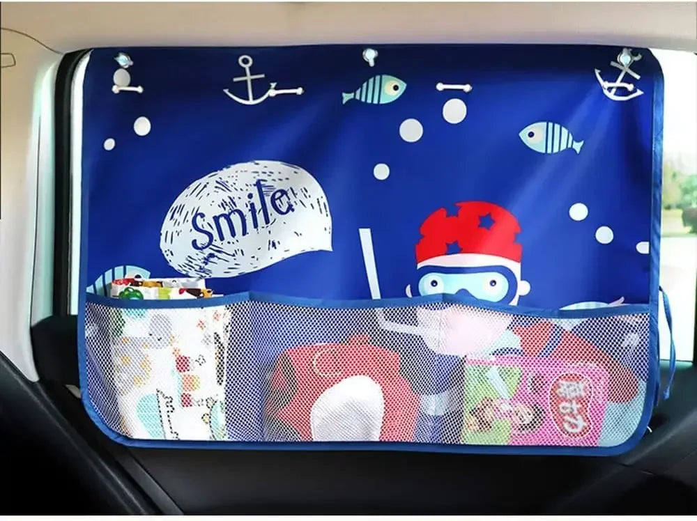 Car Window Sun Shade Curtain | Dinosaur Cartoon | Car & SUV