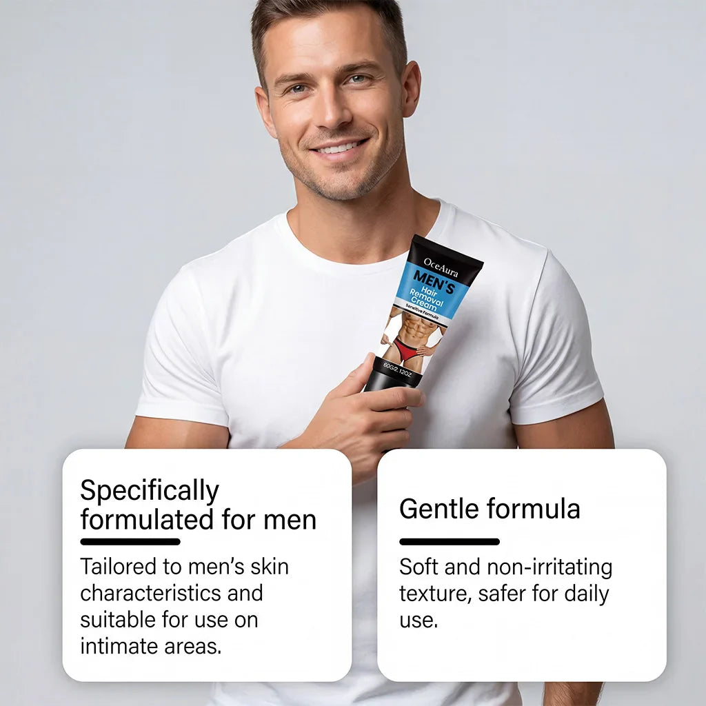 OceAura Men's Painless Hair Removal Cream – Body & Bikini