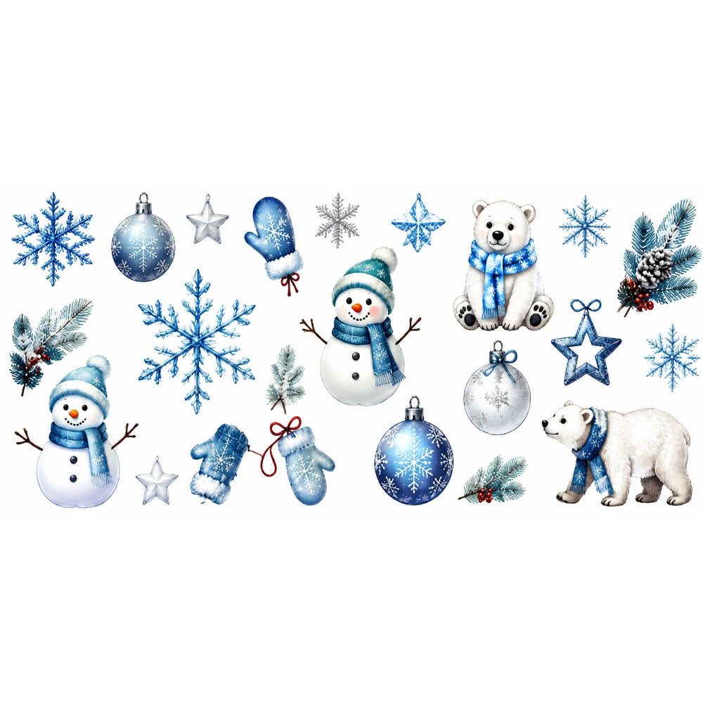 23pcs Winter Christmas Watercolor Stickers – Snowflake Polar Bear