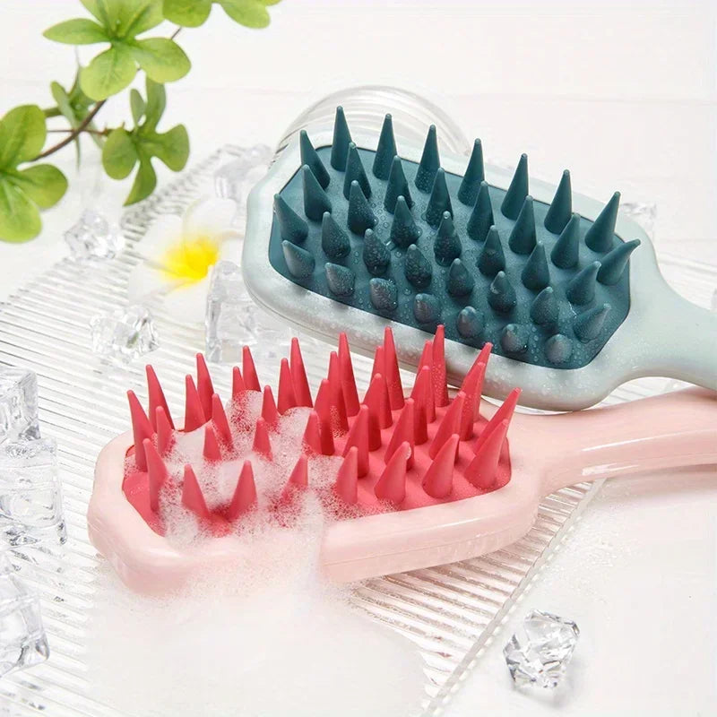 Silicone Shampoo Brush & Scalp Massager with Extended Comb
