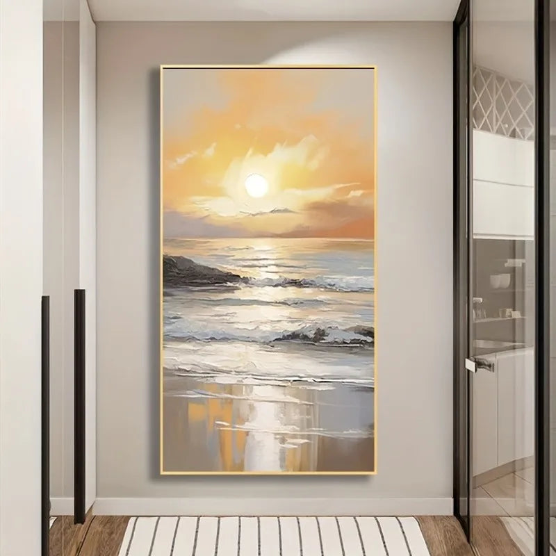 Abstract Ocean Sunset Poster "A Bright Future" Frameless Wall Art for Home and Office Decor Wall Art Vibrant Beach Theme Decor Peaceful Pleasures Health and Wellness