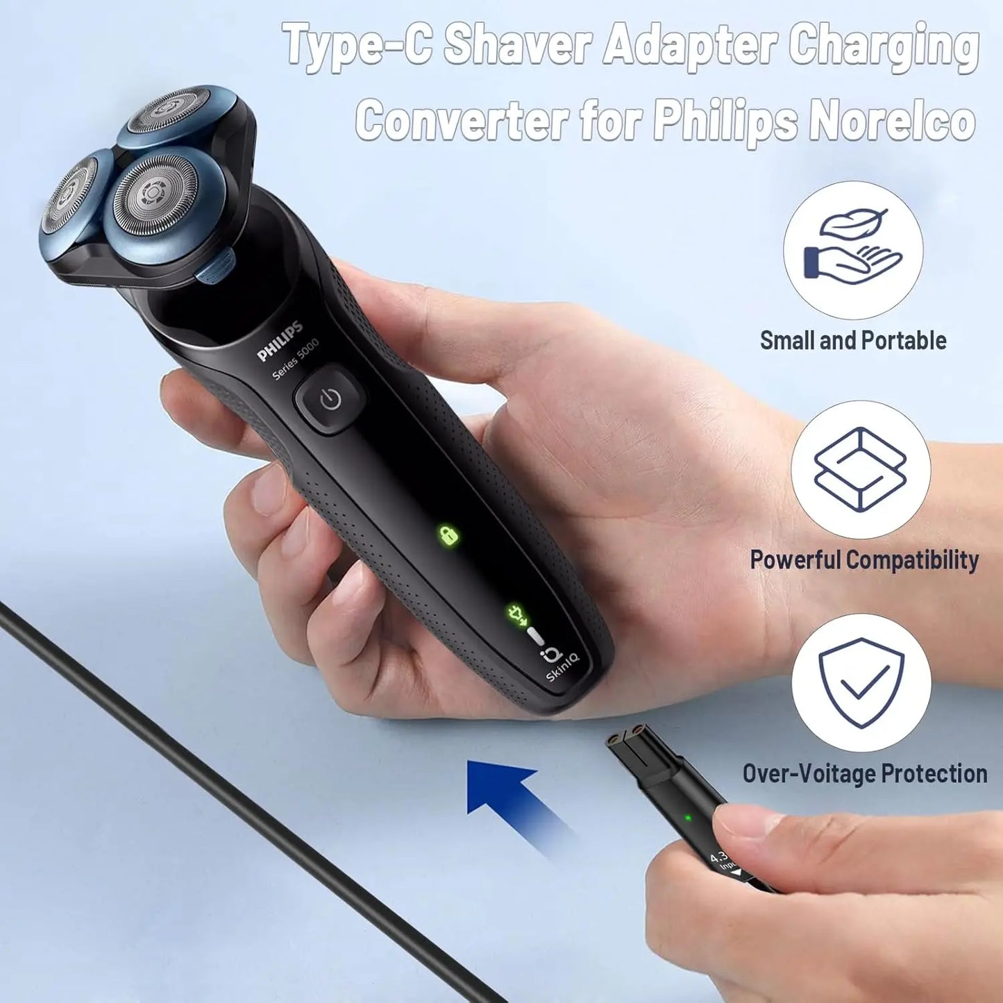 Type-C Charger Adapter for Philips OneBlade QP2530 QP2630 HQ850 Peaceful Pleasures Health and Wellness