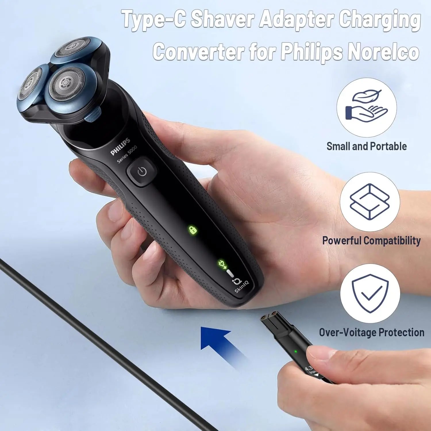 Type-C Charger Adapter for Philips OneBlade QP2530 QP2630 HQ850 Peaceful Pleasures Health and Wellness