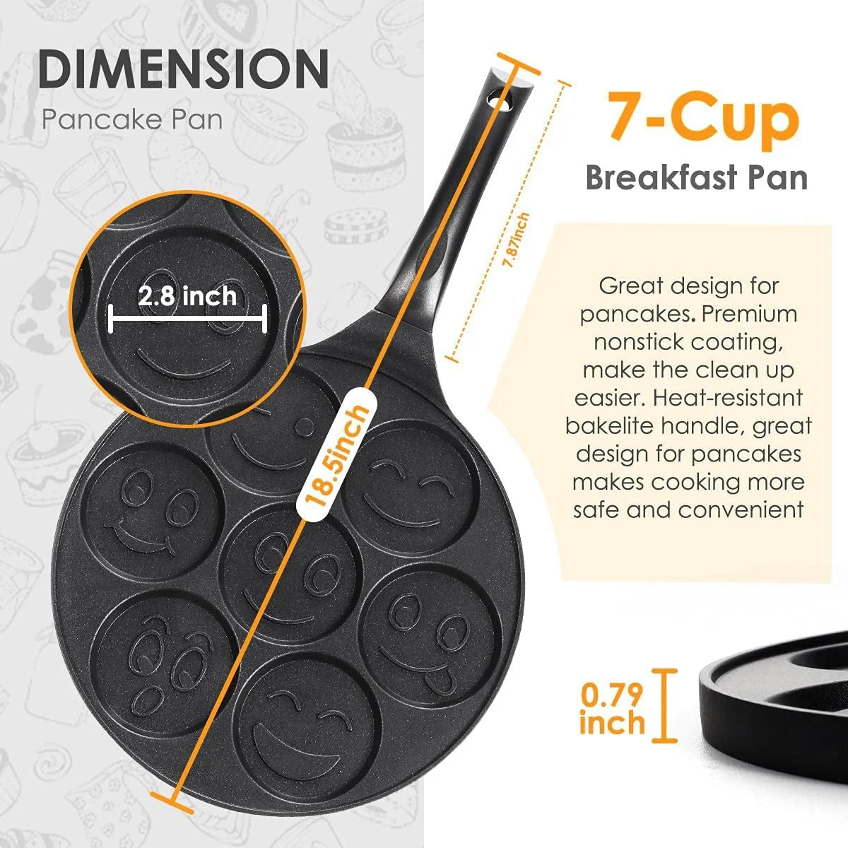 7 Cup Smiley Face Pancake Pan 100% Non-stick Griddle Pancake Maker Pancake Crepe Frying Pan Griddle Mini Pancakes Maker Peaceful Pleasures Health and Wellness