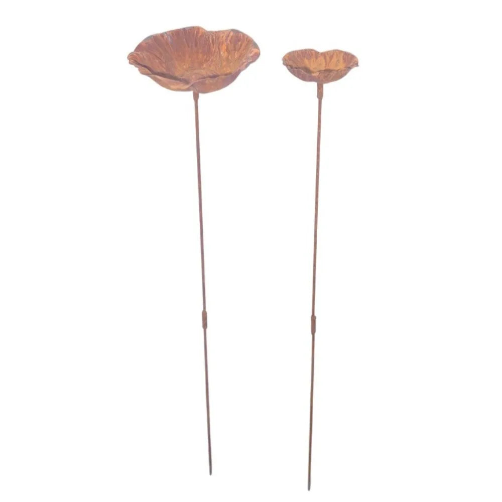 Flower Shape Rustic Metal Bird Bath – Vintage Iron Garden Stake